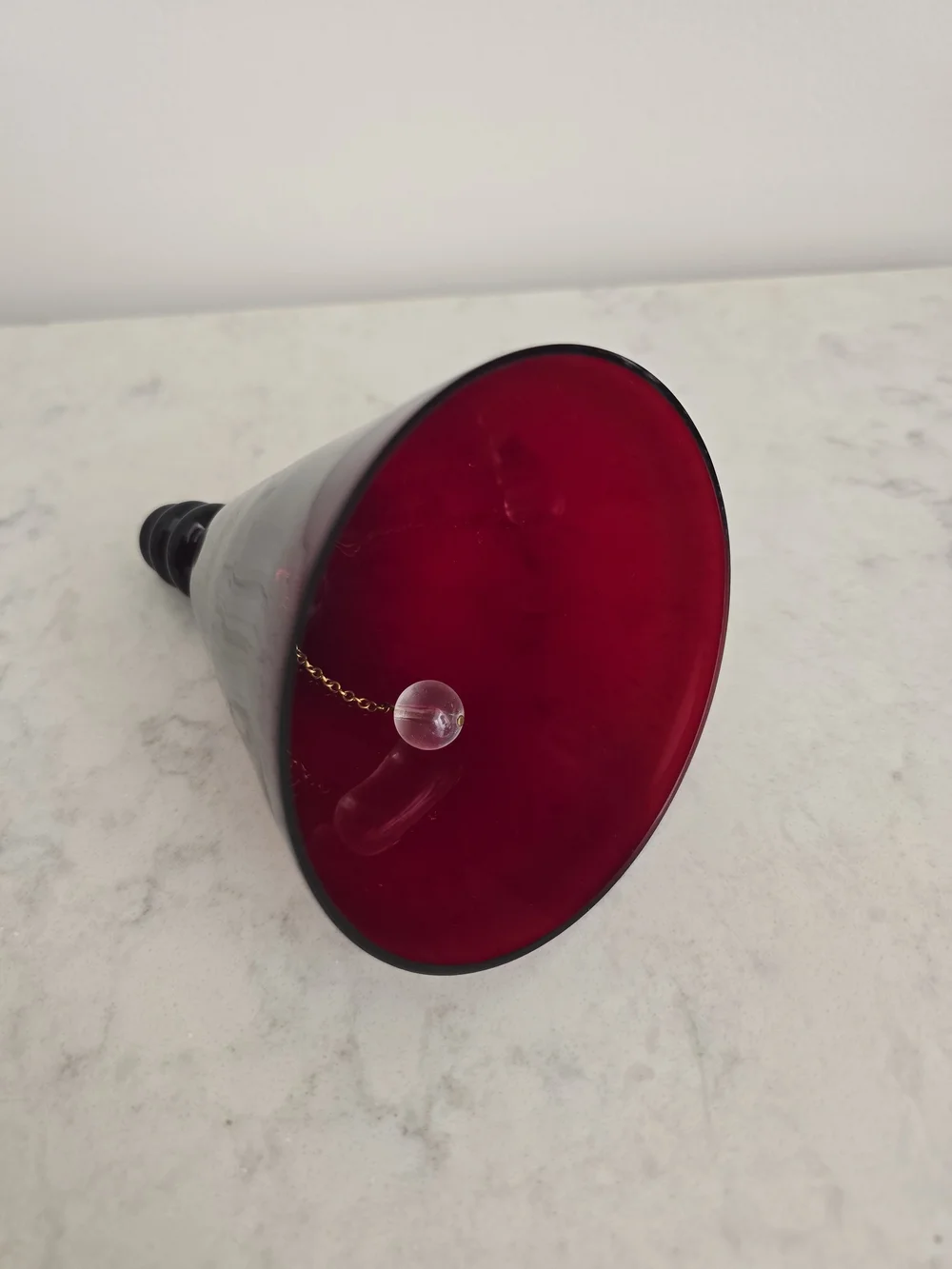 Vintage MCM Ruby Red Glass Dinner Bell 5”